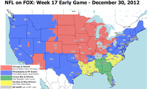 Illustration for article titled Which TV Market Is Getting Screwed This Sunday? An Analysis Of Week 17 NFL Viewing Maps